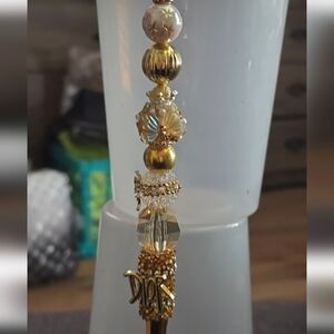 Gold and Silver Beaded Pen